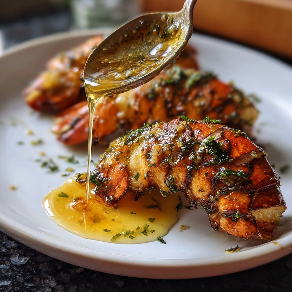 Cola de Langosta con Mantequilla de Hierbas