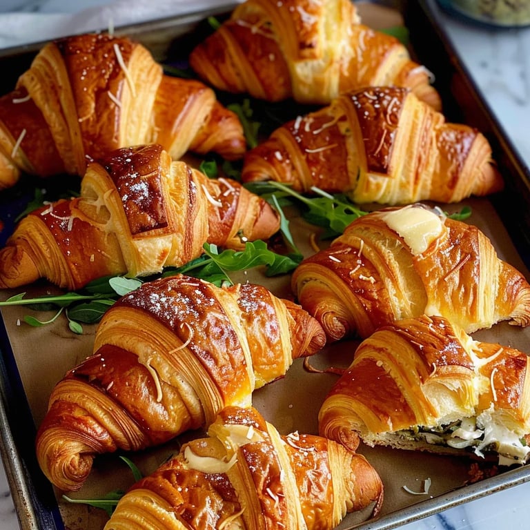 Croissants tostados al horno con mozzarella