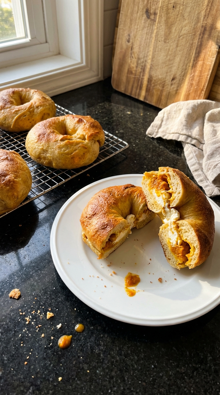 Bagels de requesón con calabaza especiada