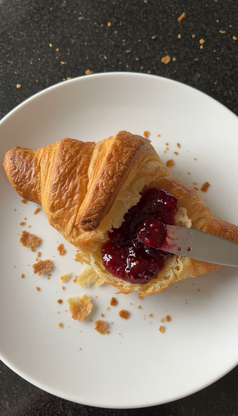 Croissant hojaldrado con mermelada de bayas