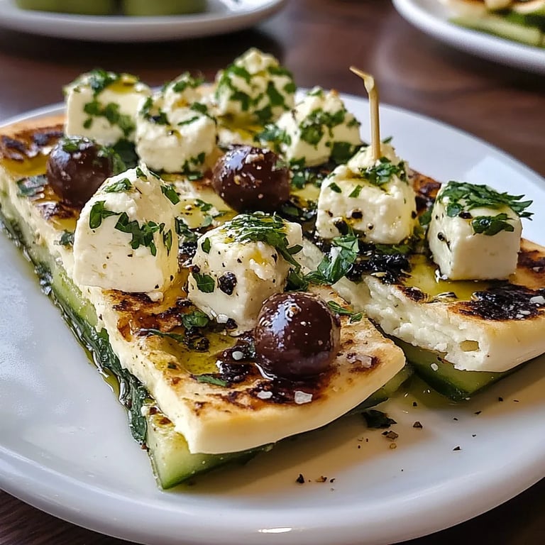 Brochetas de Feta con Pepino