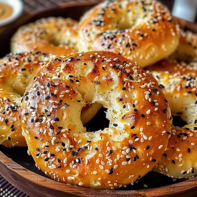 Bagels esponjosos y saludables con yogur griego