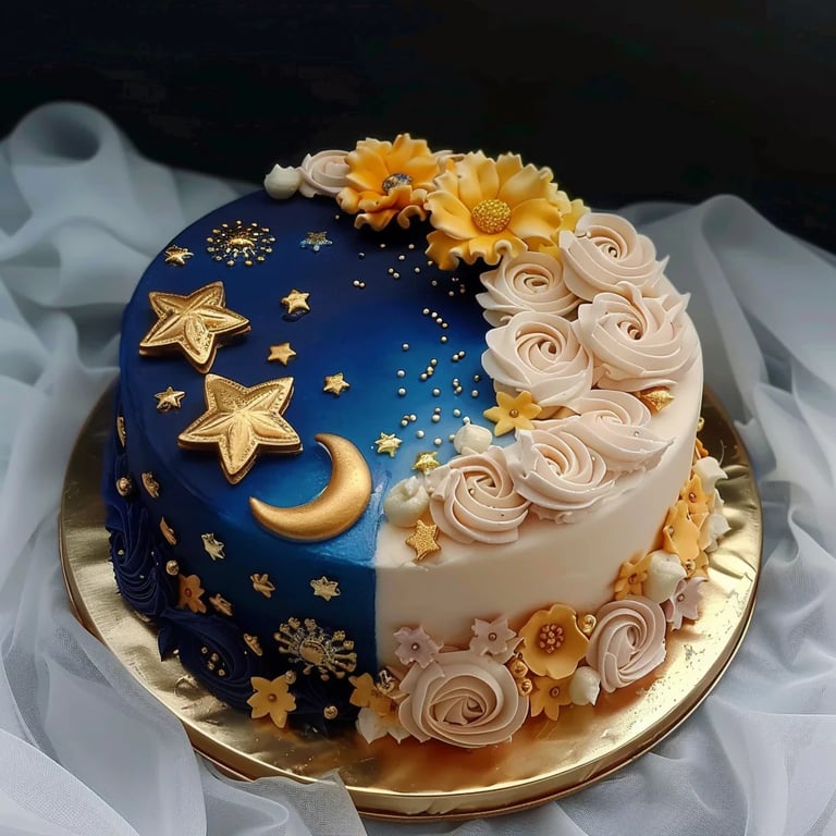 Pastel en capas Sol y Luna