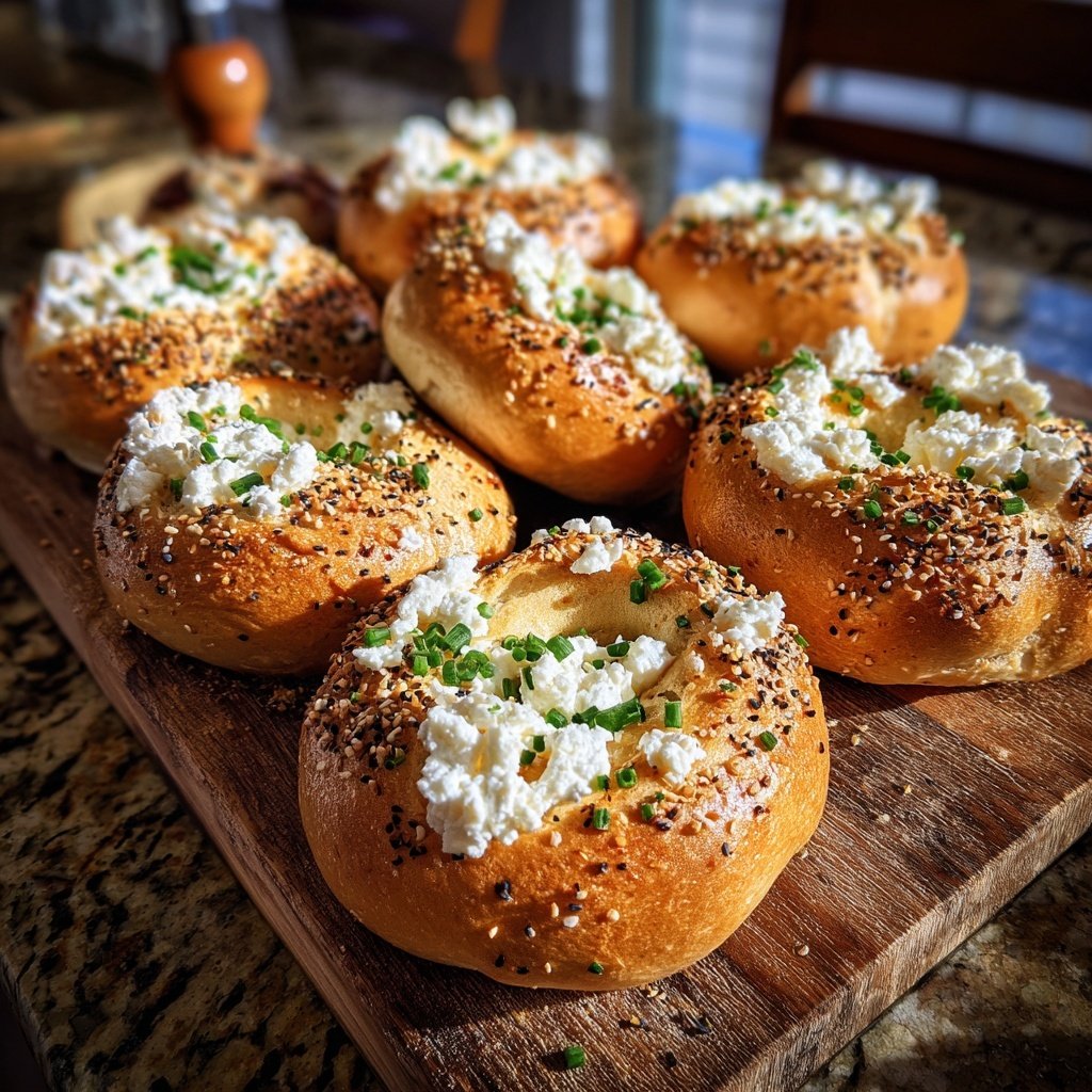 Bagels de desayuno de requesón