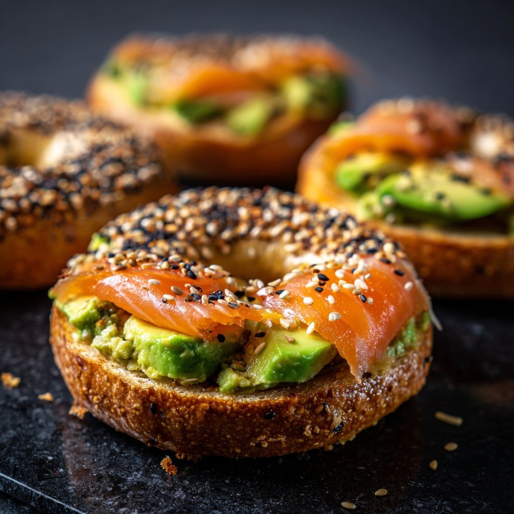 Bagels cargados de proteína deliciosos