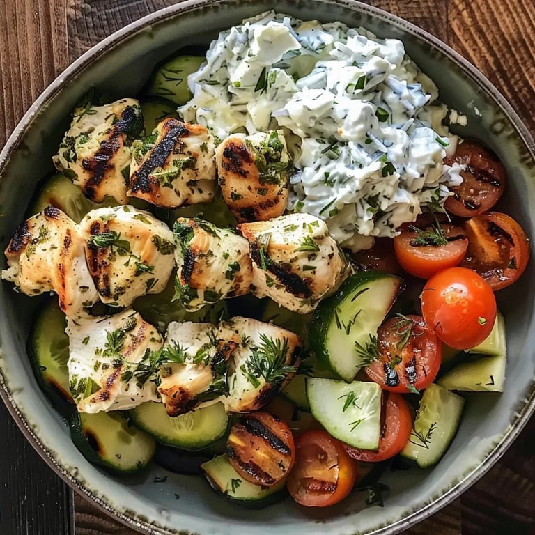 Tazones refrescantes de pollo con tzatziki
