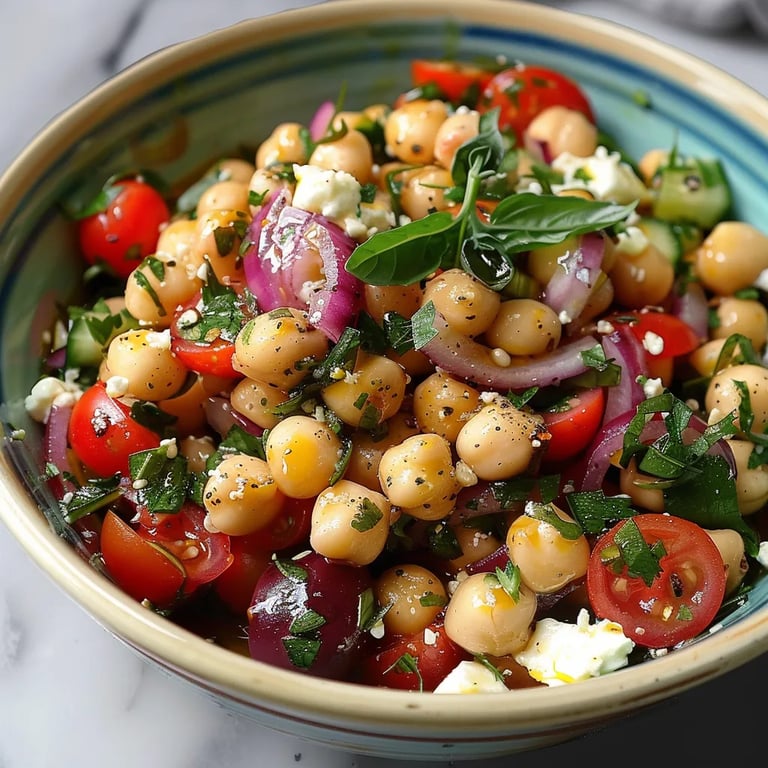 Ensalada mediterránea de garbanzos y queso feta