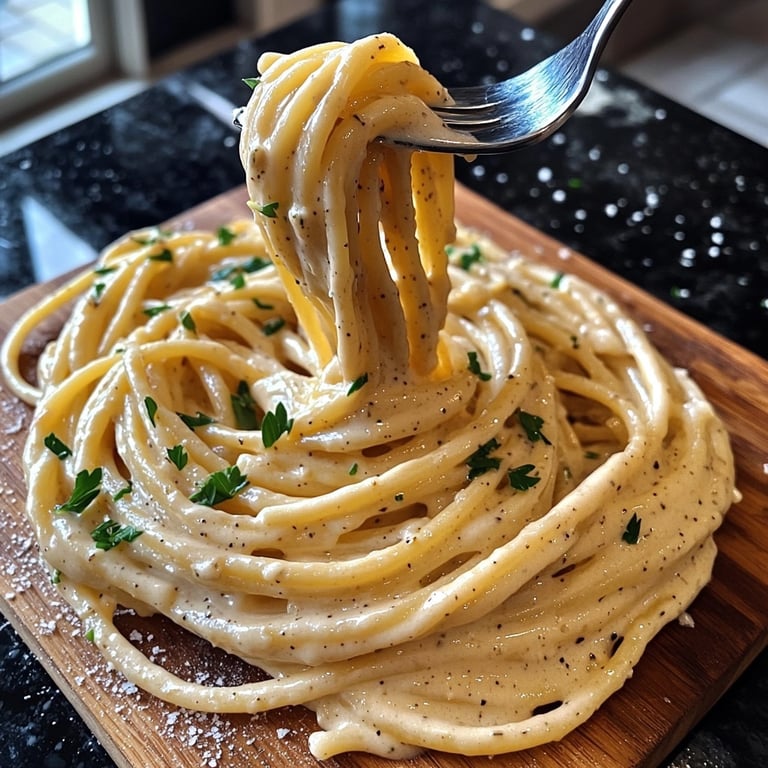 Pasta rápida y fácil con salsa cremosa de ajo