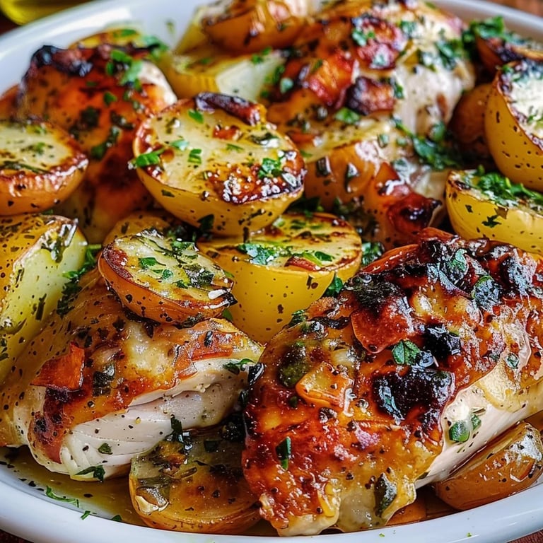Pollo mediterráneo y calabacín al horno