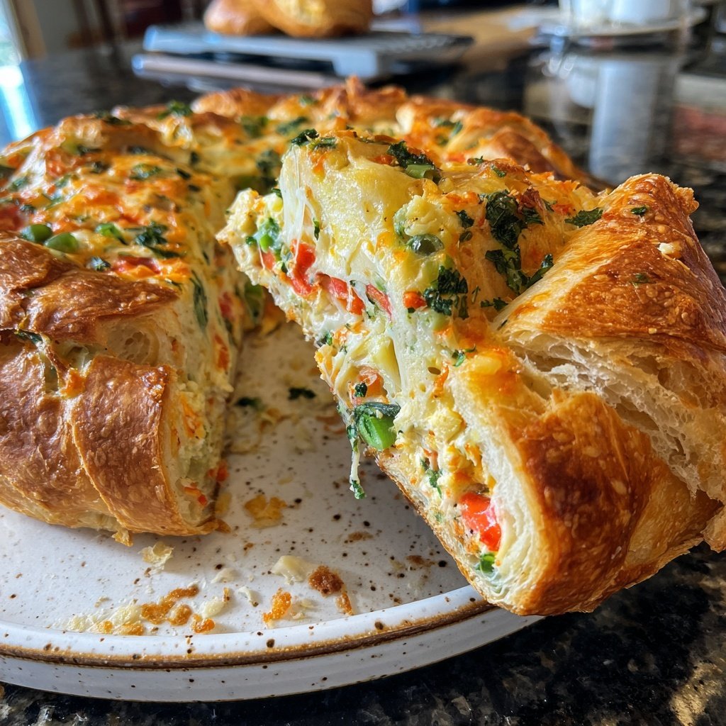 Strata salada de croissants de masa madre
