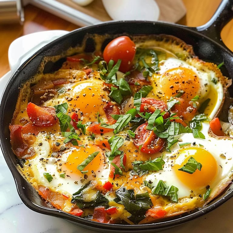 Huevos al horno con feta al estilo mediterráneo