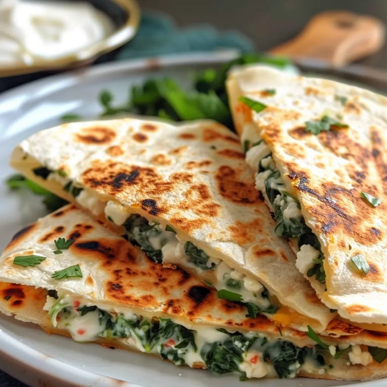 Quesadillas de espinacas y feta