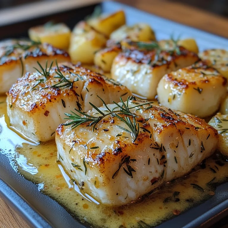 Bacalao con Salsa Cremosa de Romero y Patatas: Una Increíble Receta Última