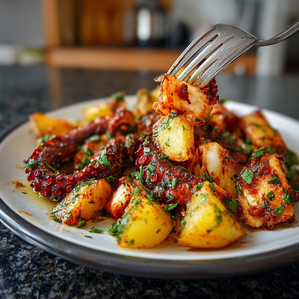 Pulpo a la gallega con patatas y pimentón​