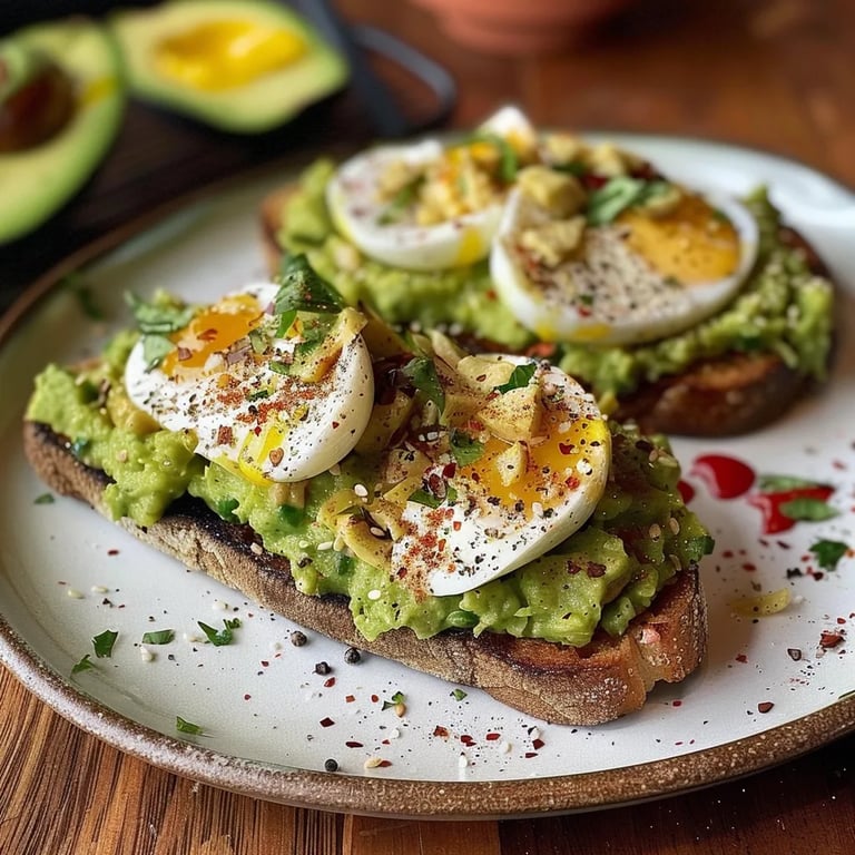 Tostadas de Aguacate con Huevo Pochado